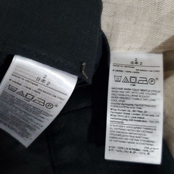 2 Pair Banana Republic 100% Linen HR Slim Ankle Pant in Sand & Black Size 2 - Picture 16 of 16